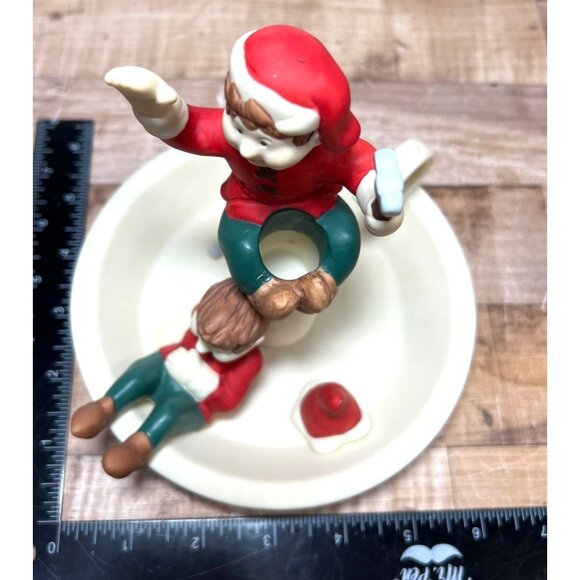 Vintage PartyLite Christmas Candle Holder With Elves - Picture 7 of 7